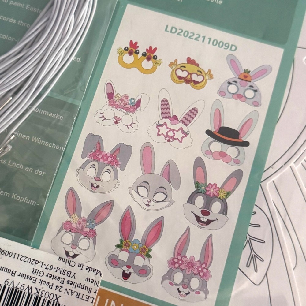 Hop Into Creativity: 24 Pack Easter Bunny Mask Craft Kit! 🐰🎨✨NWT