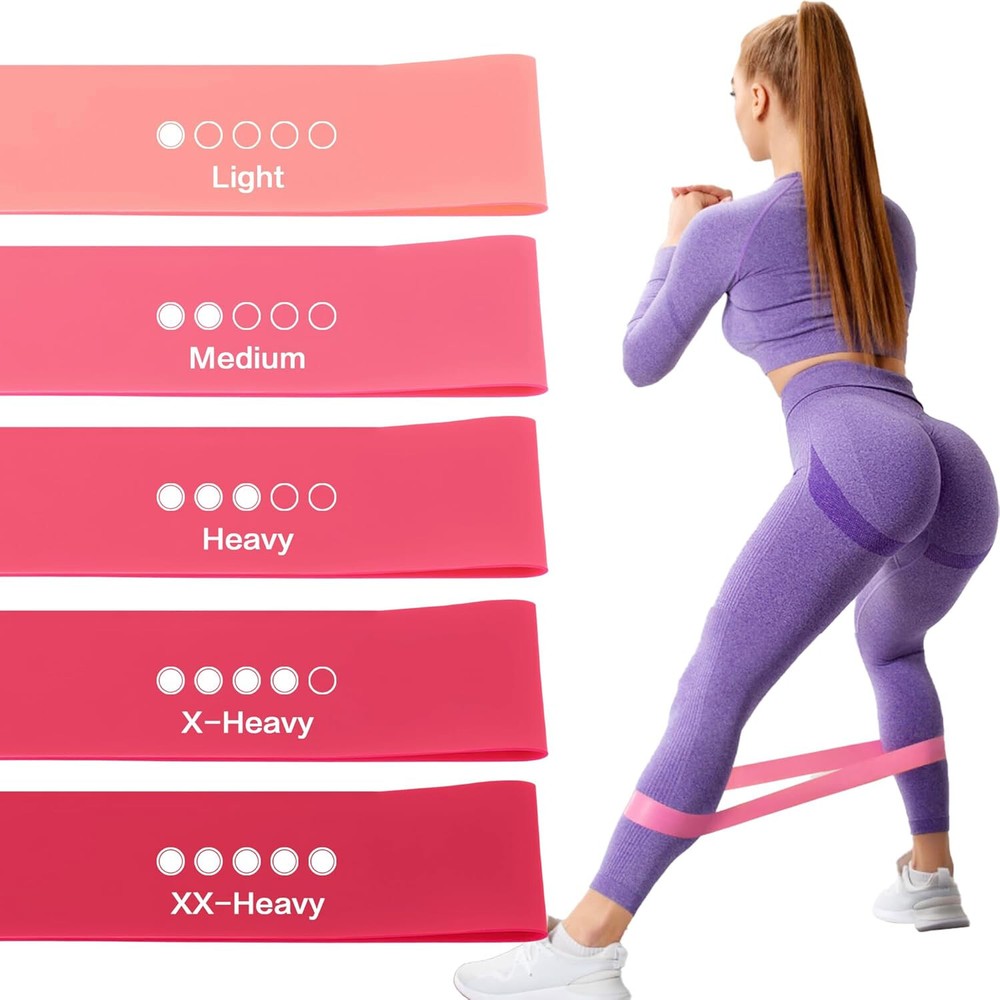 Resistance Loop Exercise Bands 5 PCS,Super Elastic Hip Resistance Bands