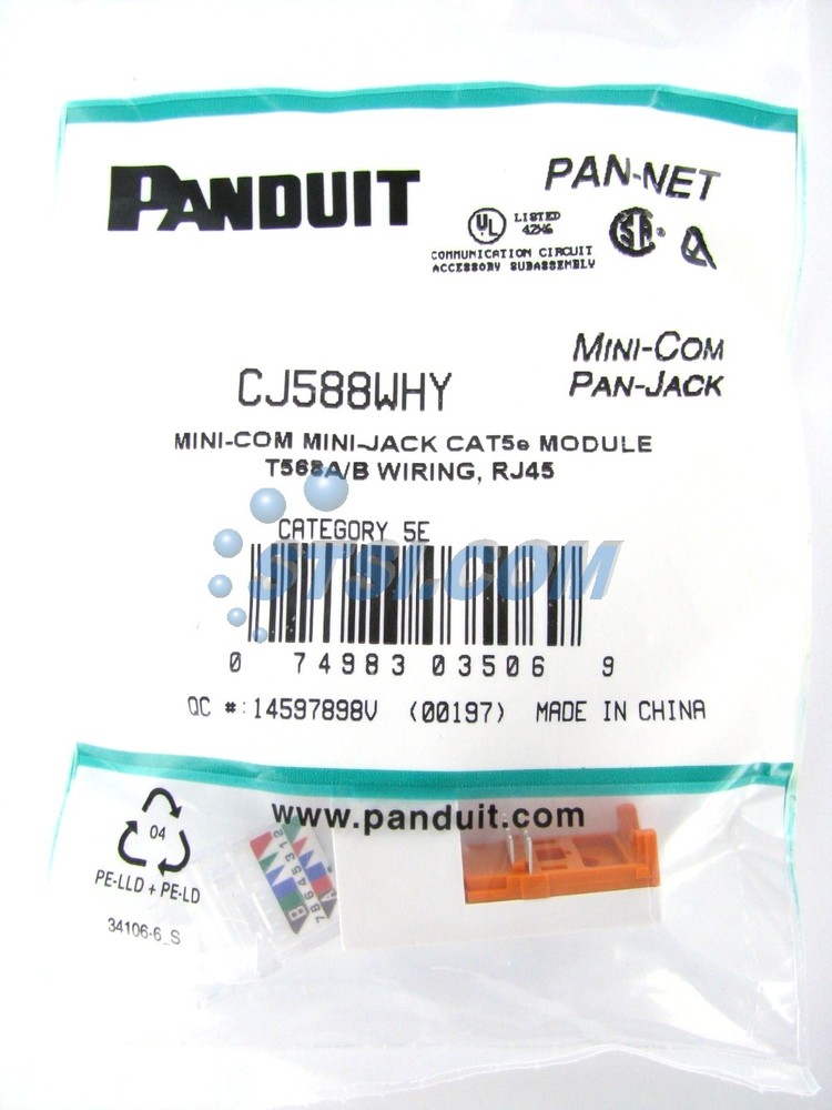 Panduit CJ588WHY Cat5/Cat5e Mini-Com Jack White ~STSI