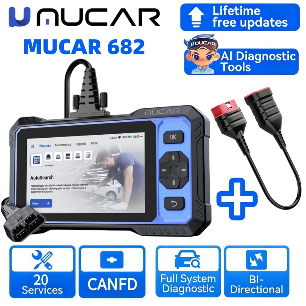 MUCAR 682 OBD2 Diagnostic Bidirectional All System 20 Services + Extension cable
