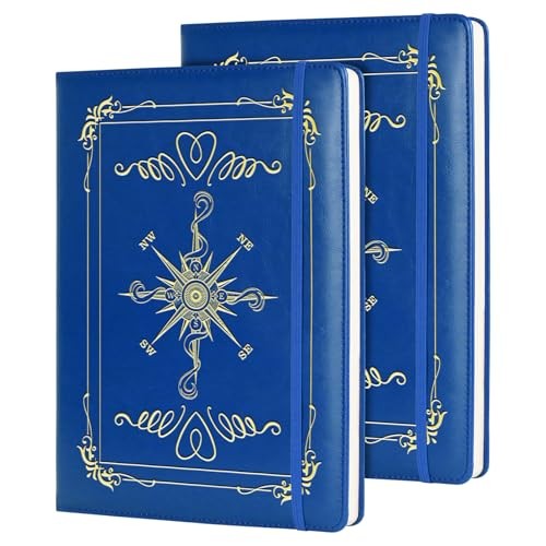 Compass Gift Compass 2pcs PU Leather Notebook Journal 2pcs compass-dark blue