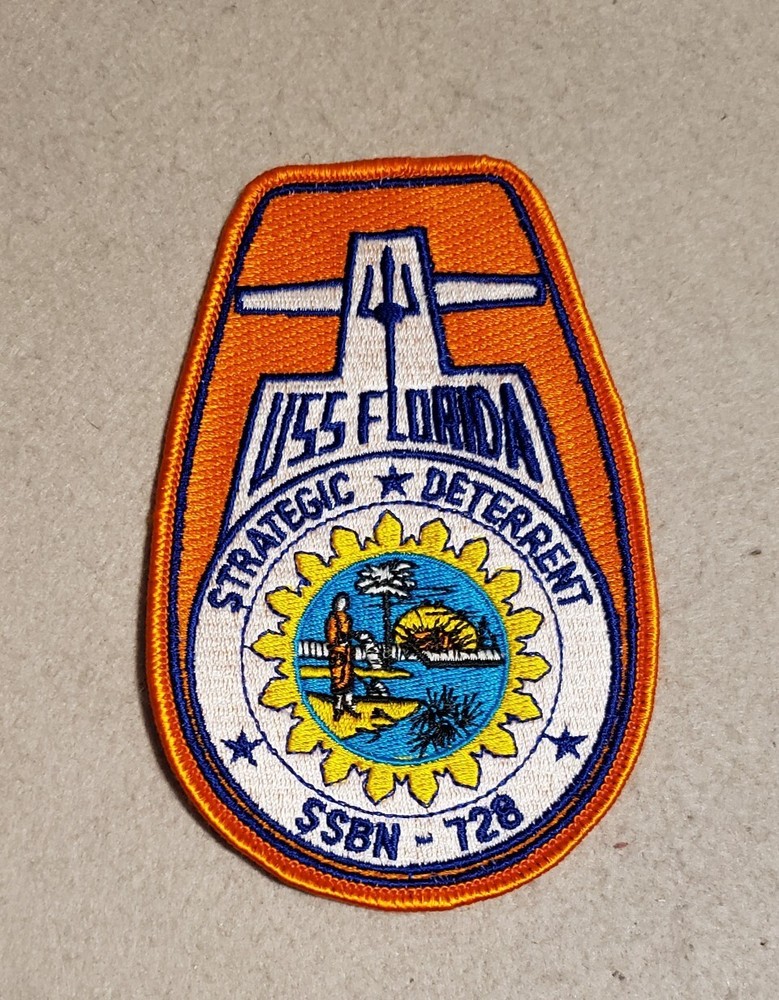 USS Florida SSBN-728 Patch - 3 1/4" x 5" - No plastic backing