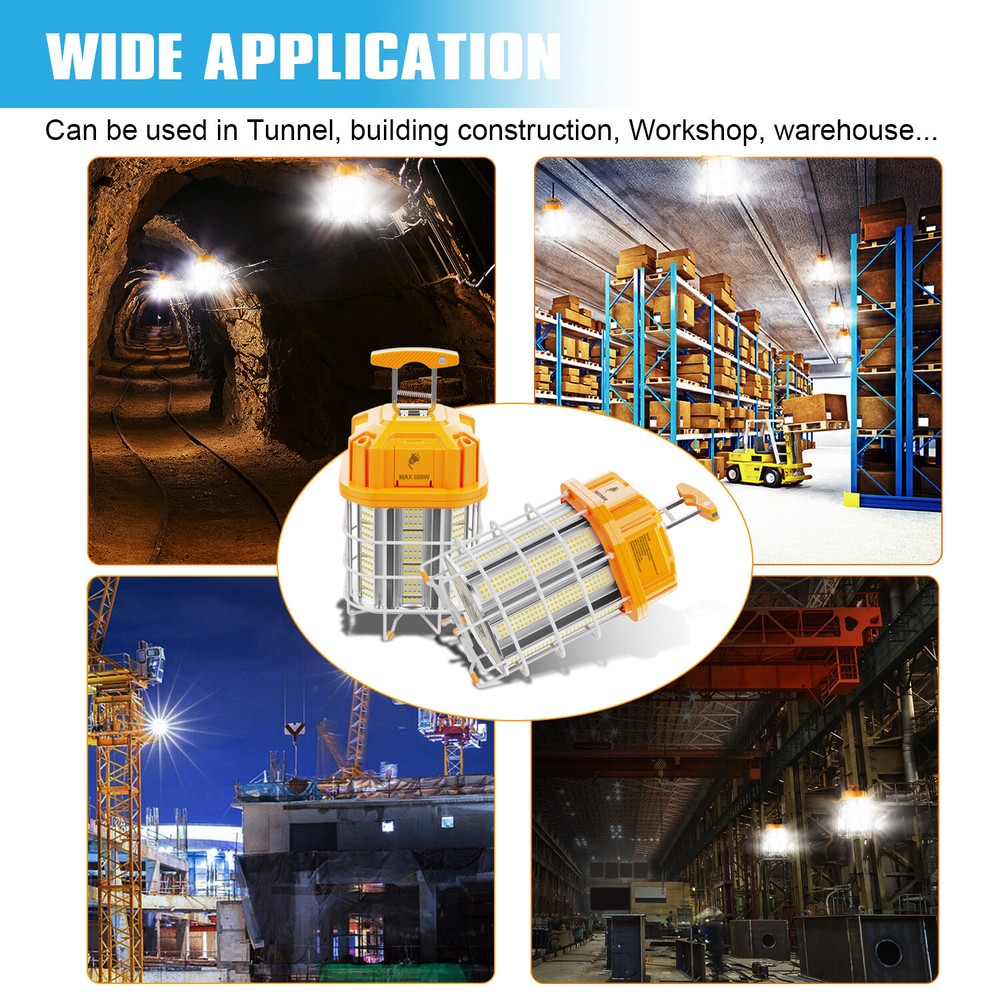 125W LED Temporary Work Light Portable Hanging Work Construction Light 5000K ETL