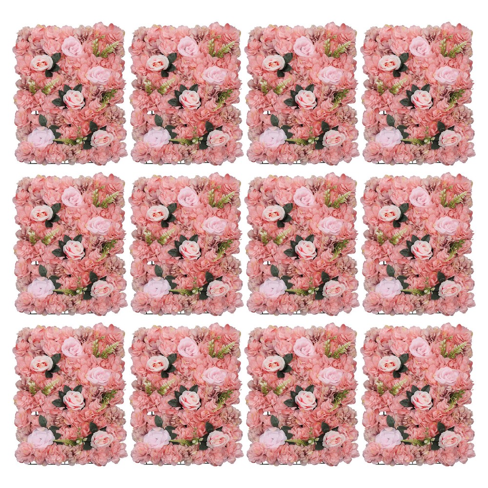 12 Pcs Flower Wall Panel Artificial Rose Flower Wall Panel Wedding Background