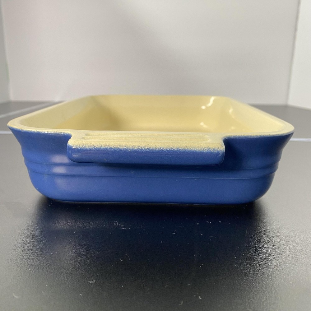 Le Creuset Rectangular Baking Dish 10x7x2 Blue Ceramic Pan France Bakeware