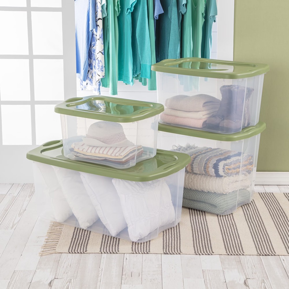 Sterilite EZ Carry 70 Quart Large Storage Bin, Clear Plastic Storage Container