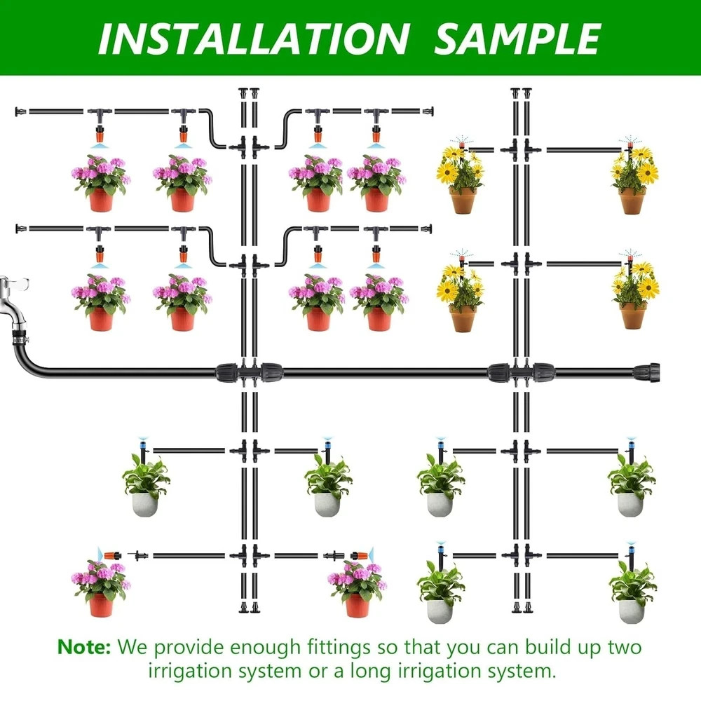 256FT Automatic Drip Irrigation System Kit,Automatic Garden Watering Misting Sys