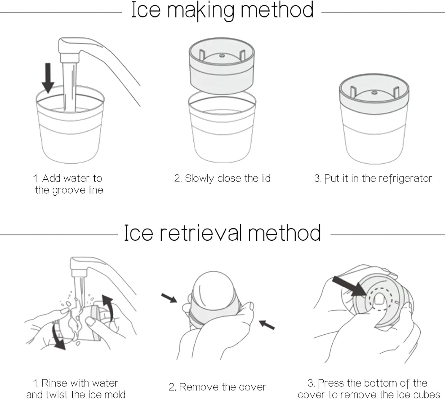 6 Pack Ice Ball Molds - 2.5" Spherical Ice Cube Trays for Whiskey & Cocktails