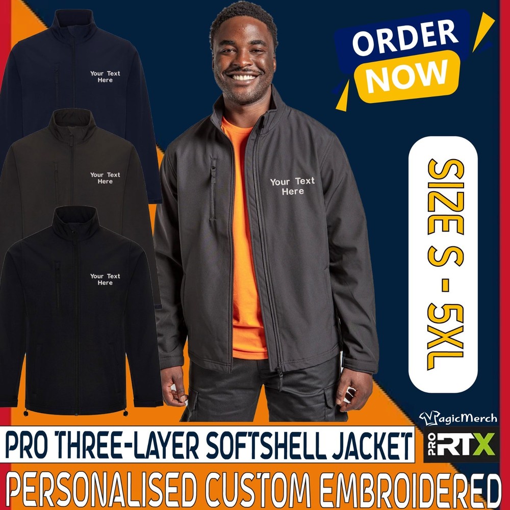 Personalised Embroidered Pro RTX Three-Layer Softshell Text Logo Unisex Jacket