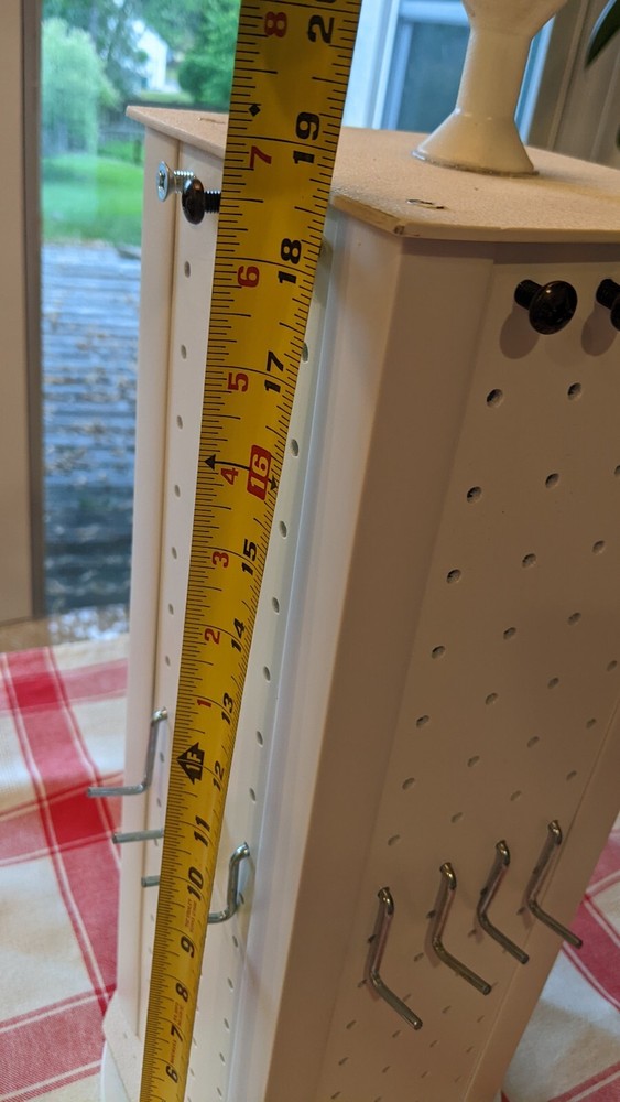 Pegboard Tower Display 4 Sided Spinner Top Base Rotating Peg Brd PLASTIC White