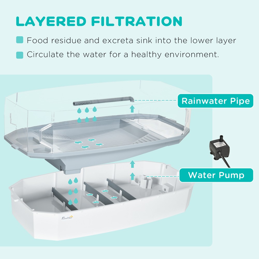 PawHut Turtle Tank Turtle Aquarium w/ Basking Platform Pump Filter Layer