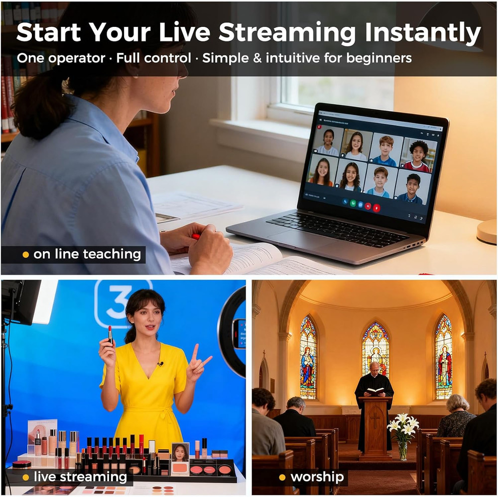Mini Video Mixer Switcher with 4 X HDMI Inputs 2K Input/Output Real Time Live St