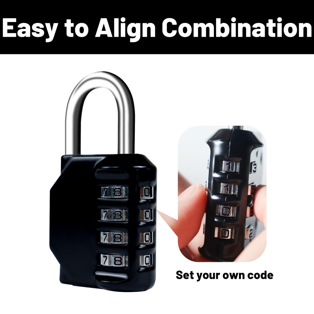 2 Pack Combination Lock, 4-Digit Padlock Keyless, Resettable Luggage Locks for B