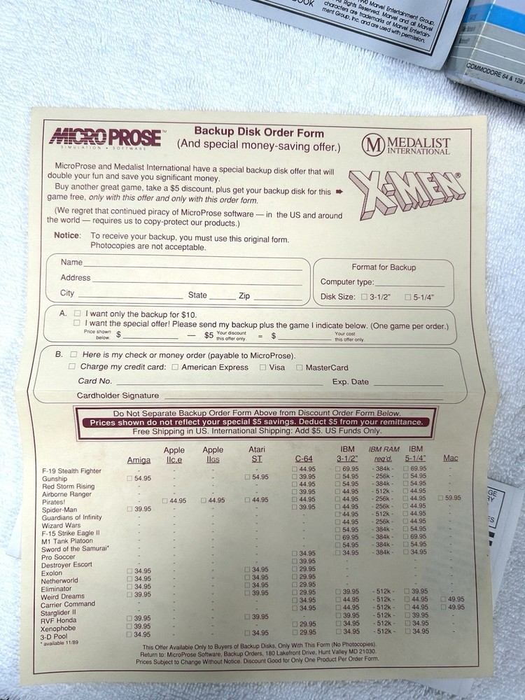 RARE Paragon Software Marvel Comics X-Men Commodore 64/128 Game with Box