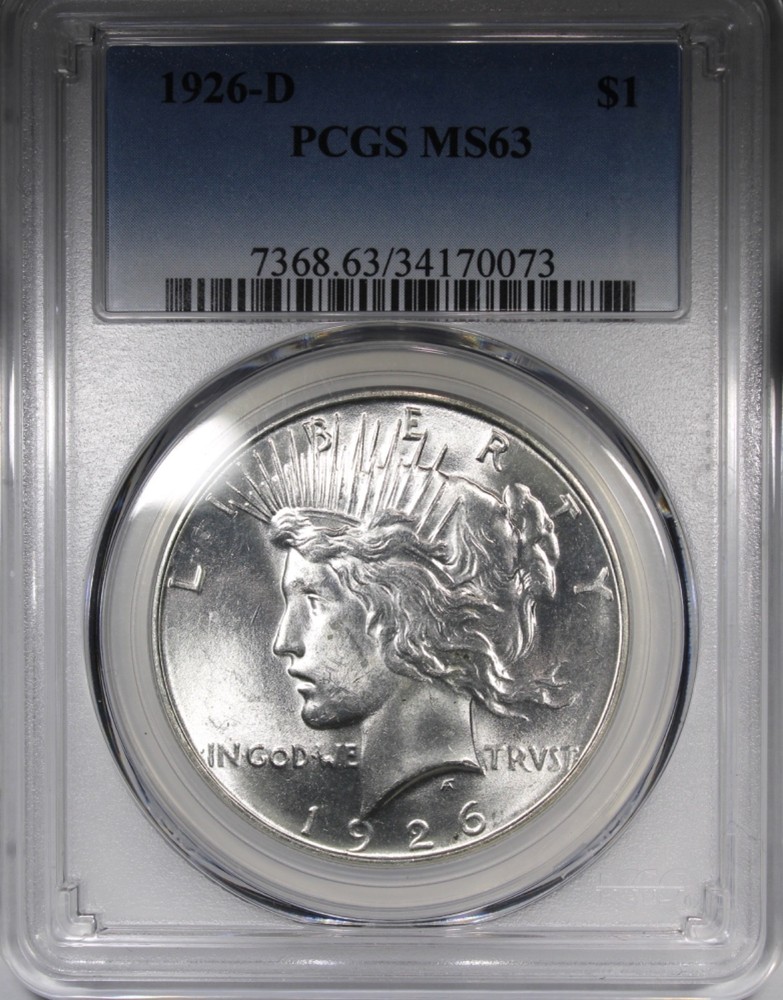 1926-D Peace Dollar PCGS MS63 Better Date $1 Uncirculated
