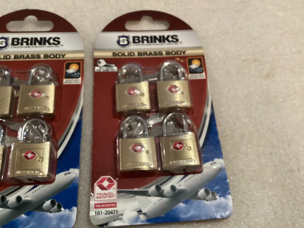 BRINKS TRAVEL LOCKS 2 PACKS 8 LOCKS NEW SOLID BRASS BODY