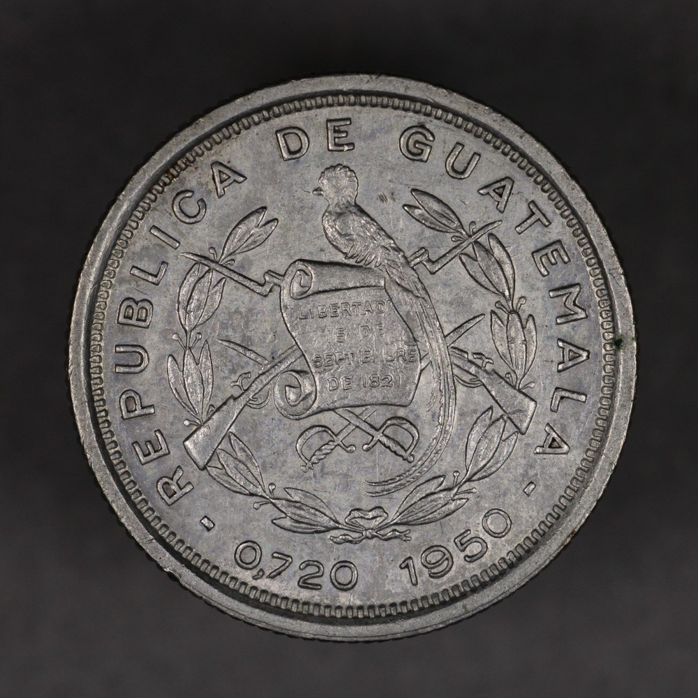 1950 Guatemala Silver 10 Centavos
