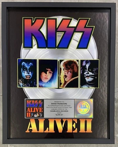 KISS Alive 2 Multi Platinum RIAA Music Award