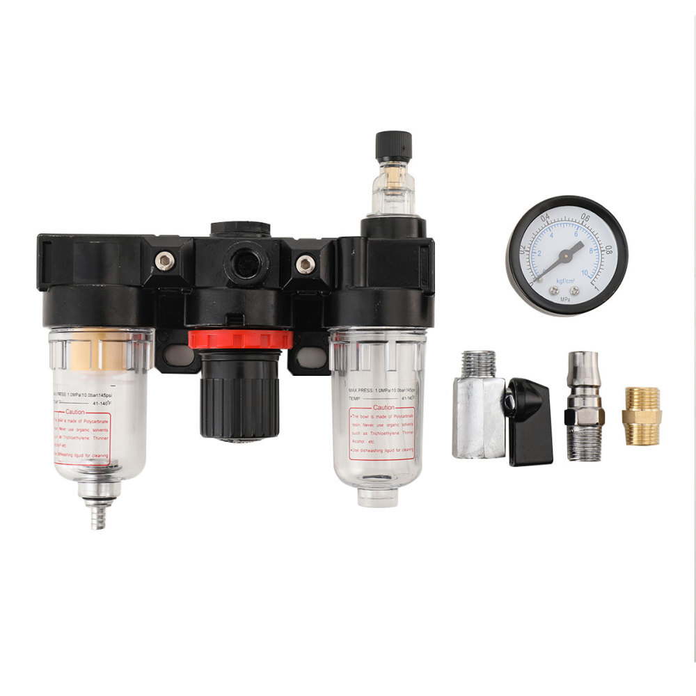 Air Compressor Filter Oil Water Separator Regulator Trap with Regulator Gauge