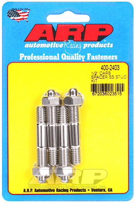 ARP 400-2403 Stainless Carb Stud Kit 1/2" SPACER 5/16" x 2.225" Long Set Of 4