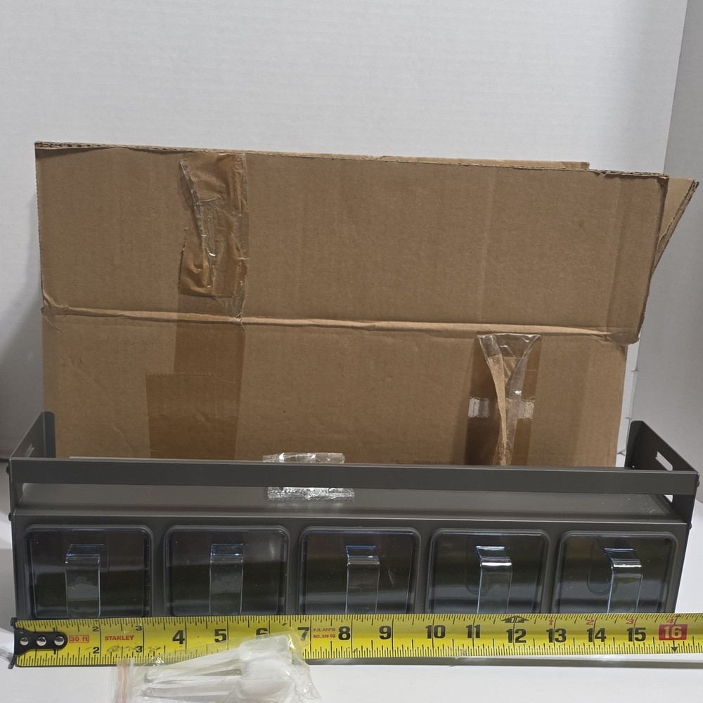 Gray 6-Compartment Wall Mounted Storage Bin Organizer