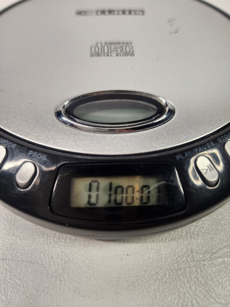 Curtis Personal Portable CD Player Model CD145 (Discman) Silver Tested & Working