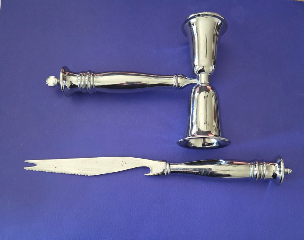 Reed & Barton 2-piece Cocktail Bar Set Silver-Plated Tools Jigger & Knife