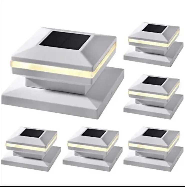 Solar Post Lights Dynaming 6 Pack Outdoor Decorative Post Cap Light 3000K White