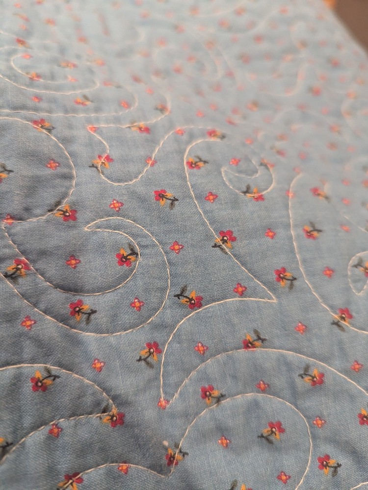COUNTRY PATCHWORK QUILT King SZ BLUE WHITE Red 2 SIDED