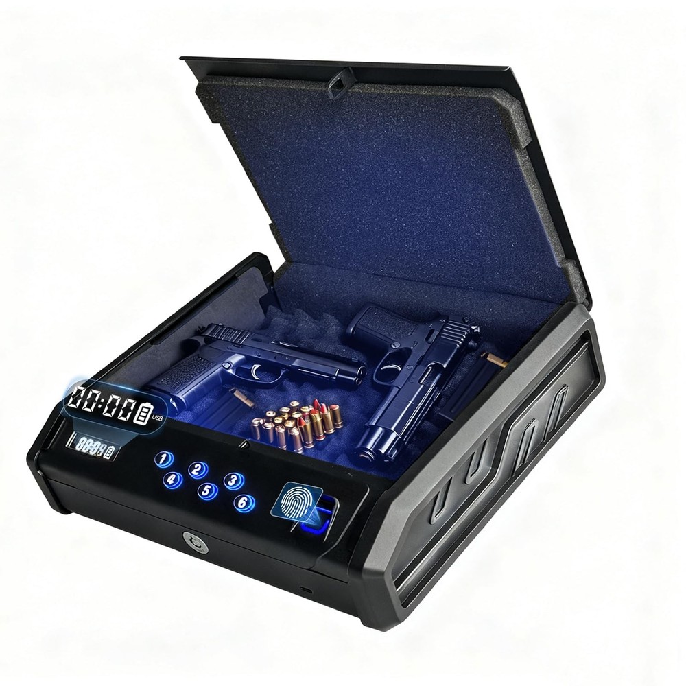 gun safe，with 3 Quick-Access Fingerprint，Passcode，Key.with