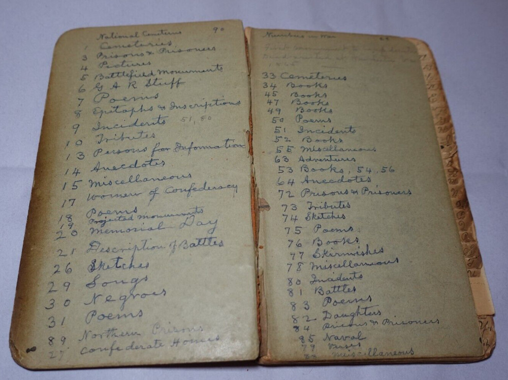 Civil War Antique Handwritten Notes Information Unique Historical Notebook