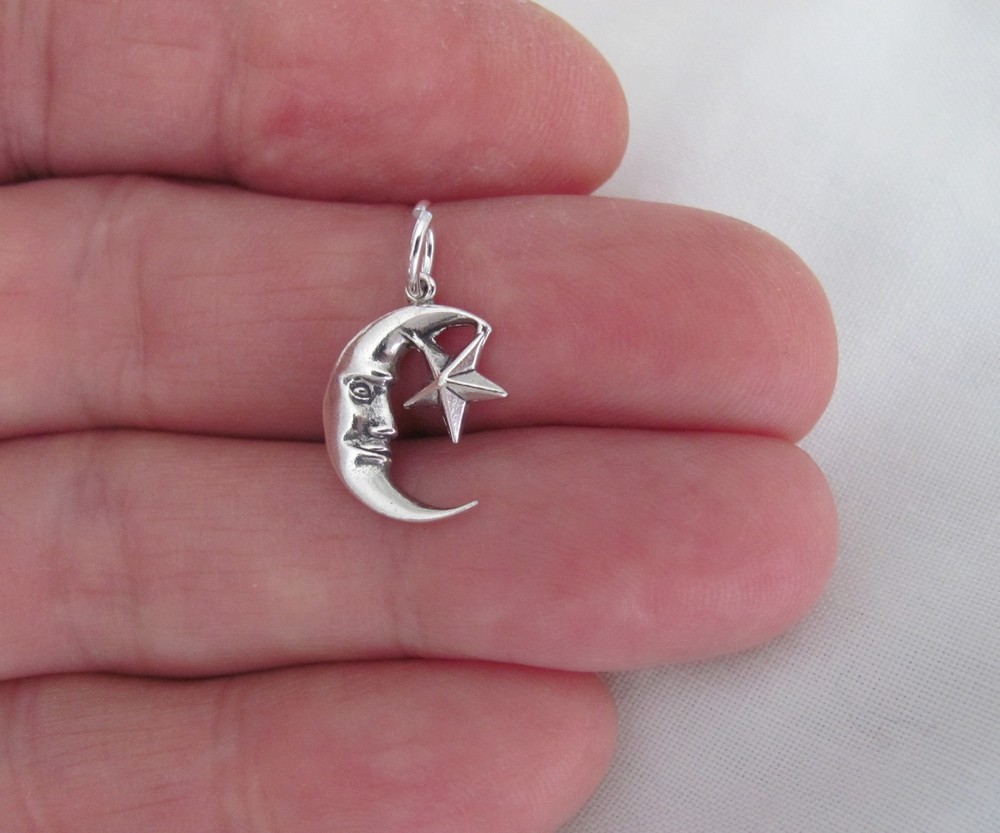 Sterling Silver moon and star charm