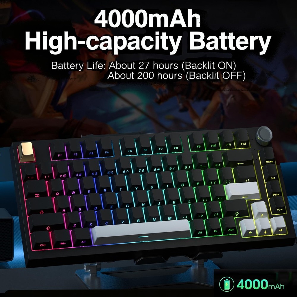 Keymatic Wireless Mechanical Keyboard,75% Hot Swappable Custom Keyboard with ...