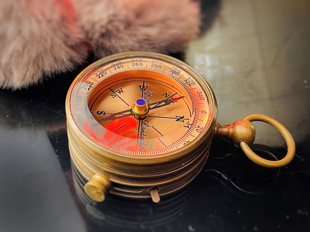 Vintage Working Compass - Handmade Brass & Copper Nautical Navigation Tool - Ann