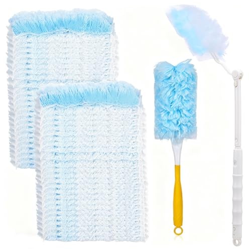 60 Count Heavy Duty Dusters Refills, Disposable Cleaning Duster Kit Microfiber