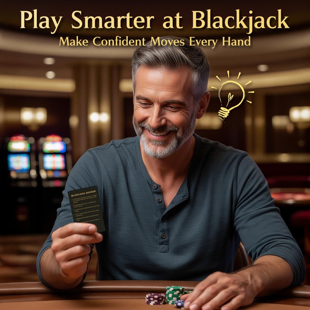 Blackjack Strategy Card - Metal Basic Strategy Blackjack Card with Magnifying...