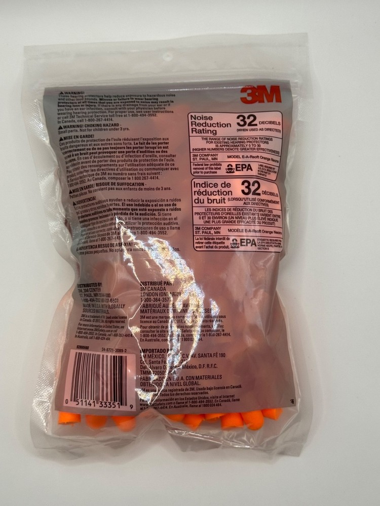 3M Disposable Safety Ear Plugs 80 count