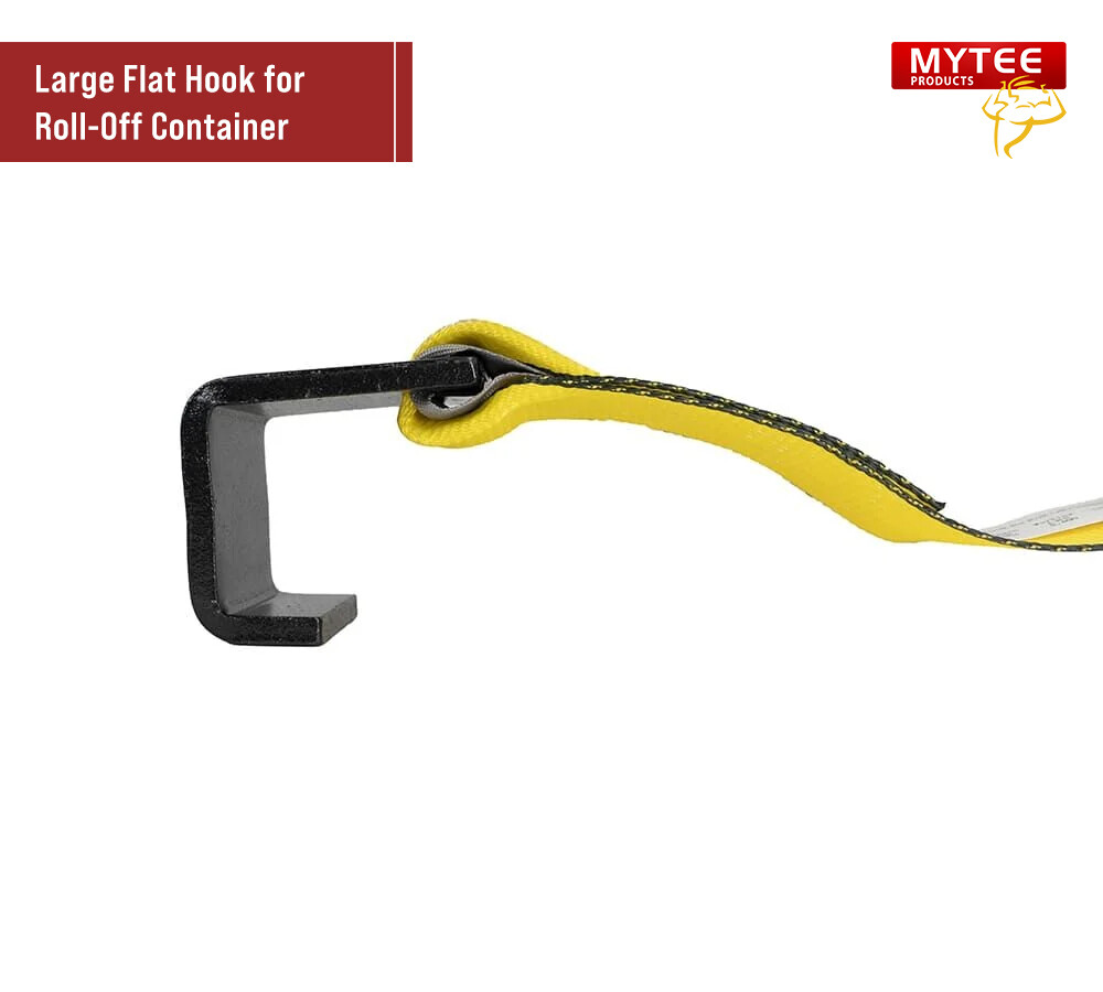 (4 Pack) 4" x 5' Roll off Container Winch Strap w/ Flat Hook