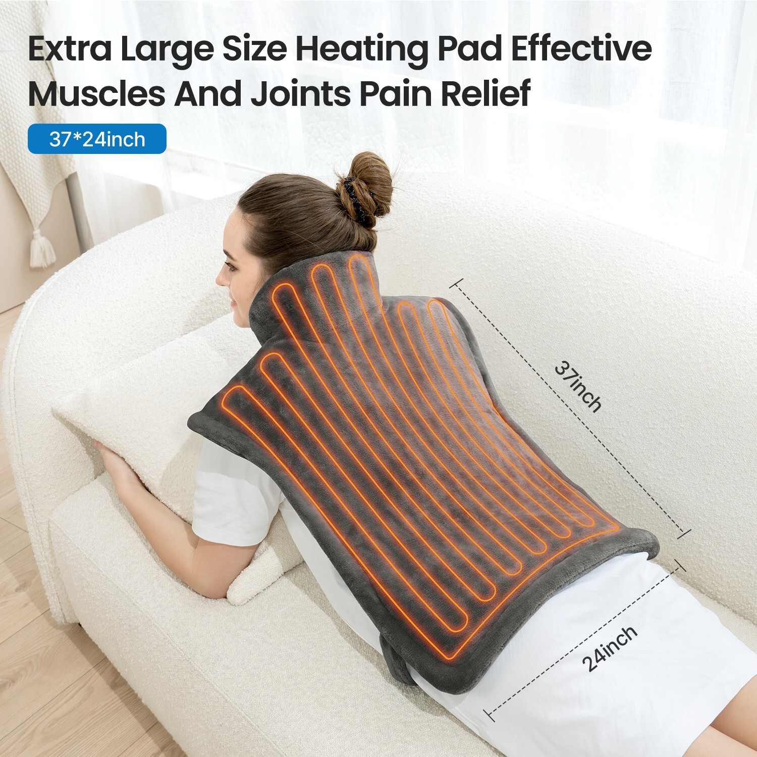 RENPHO Large Electric Heating Pad For Back Shoulders Neck Heat therapy 24''x37"