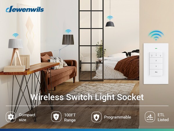 DEWENWILS Remote Control Light Socket, Wireless Light Switch 3 Socket 1 Controll