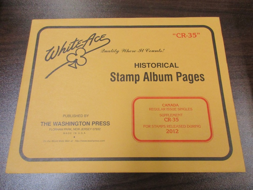 "WHITE-ACE" STAMP PAGES CANADA REGULAR ISSUE SINGLES #CR-35 ,2012 W/FREE SHP.