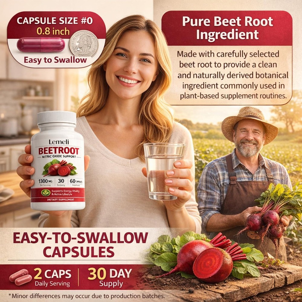 Lemeli Beetroot Capsules 1300mg, Lemeli Beet Root Extract Supplement 60Capsules