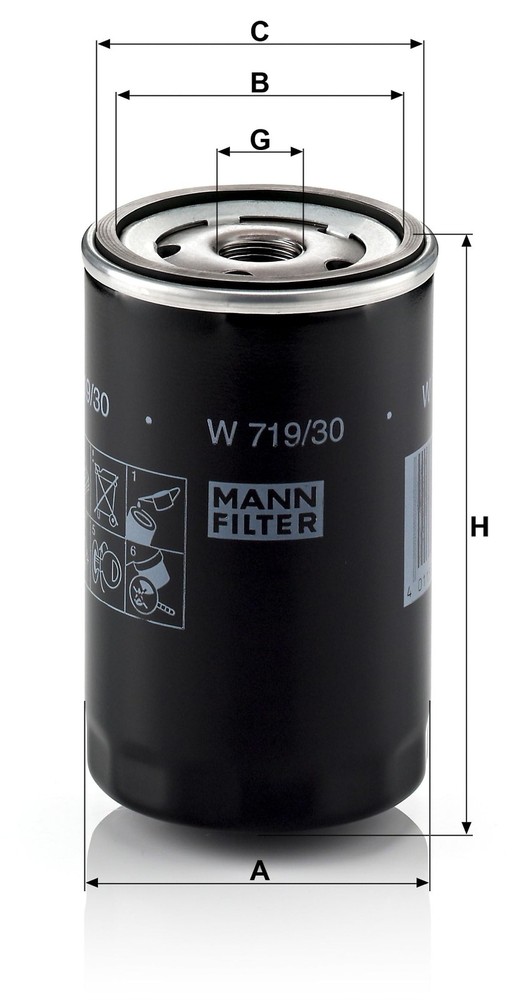 Mann Filter W 719/30 Spin-On Oil Replacement Compatible With VW...