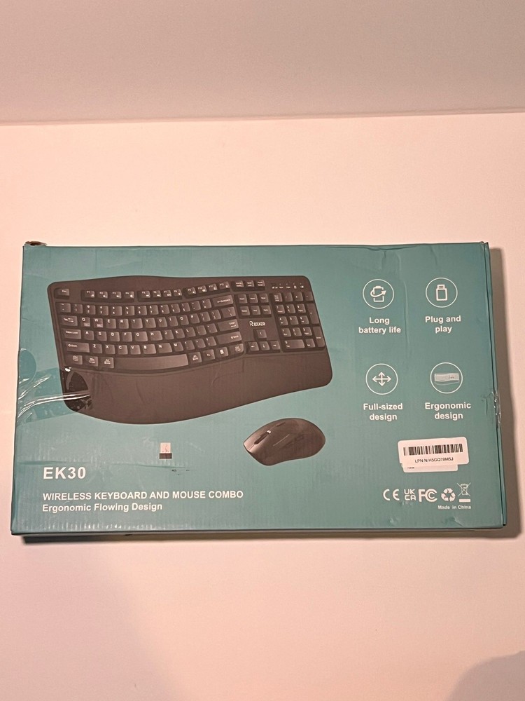Wireless Keyboard And Mouse Combo - GRAY, EK30 ergonomic.