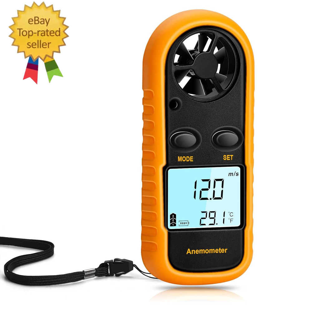 Anemometer Handheld, Light Weight Digital Wind Speed Meter, Wind Speed Temperatu
