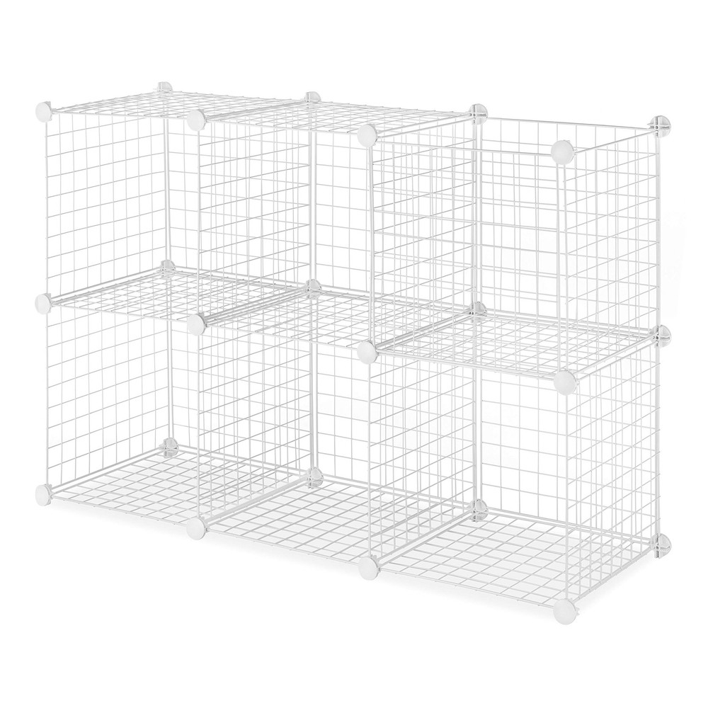 Whitmor Storage Cubes Stackable Interlocking Wire Shelves White - Set of 6
