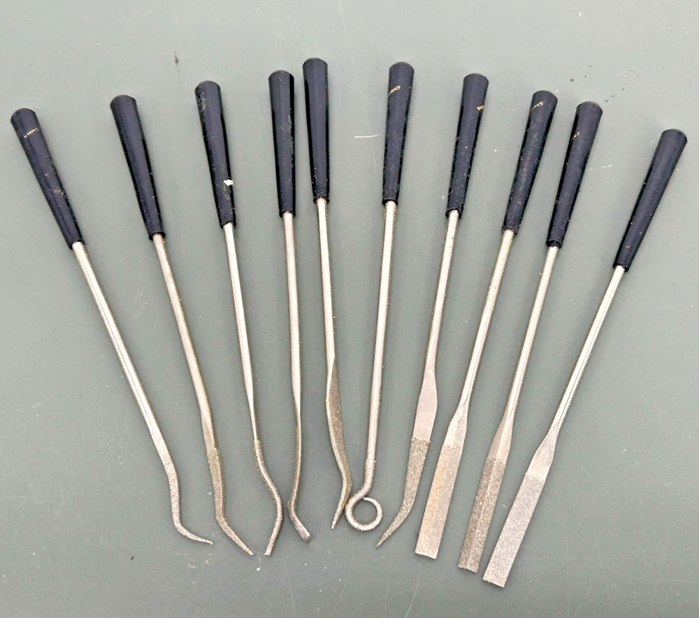 LARGE VINTAGE Tool Lot: Drafting Instruments, Precision Files, Templates & Case