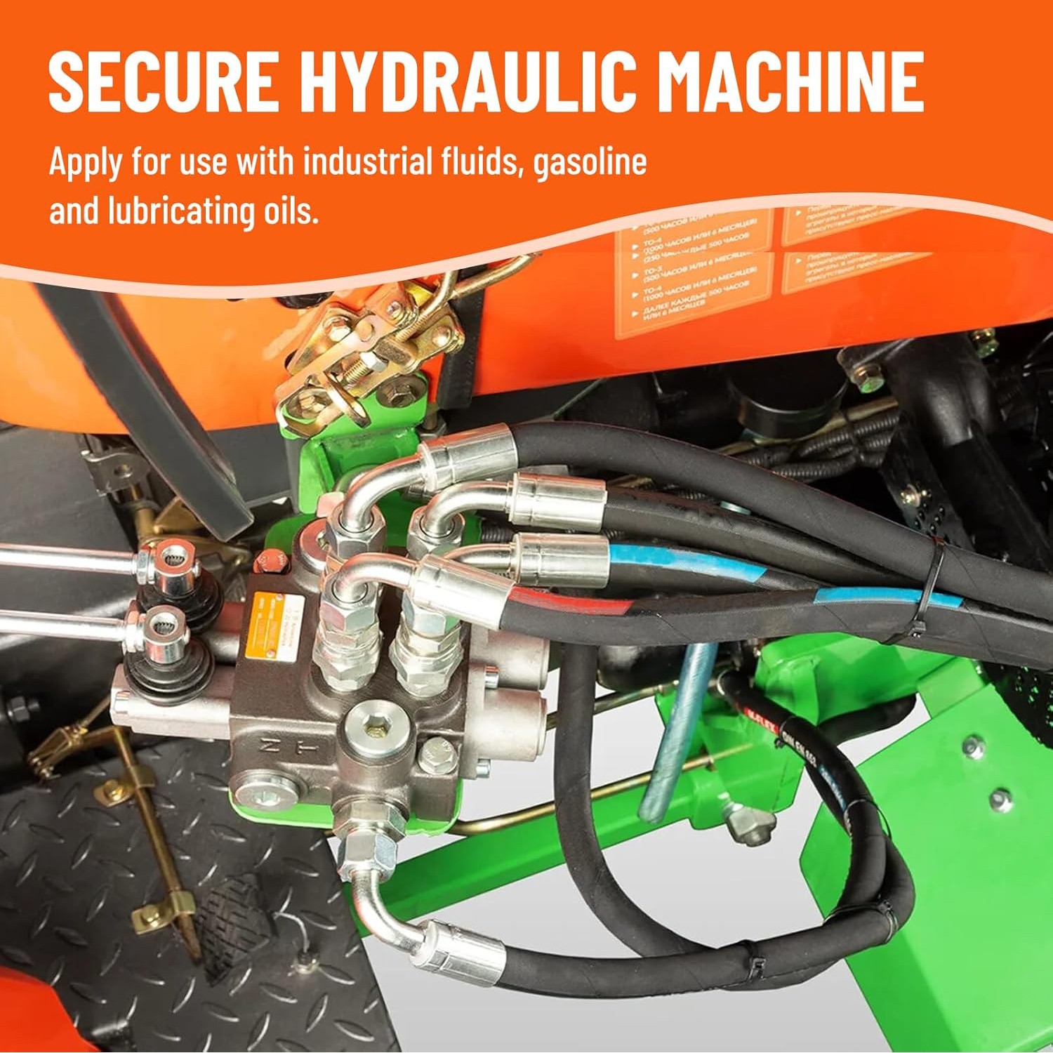 33FT 1/4" Hydraulic Hose w/ 16 Fittings (JIC Female & NPTF Male & JIC Female 90°