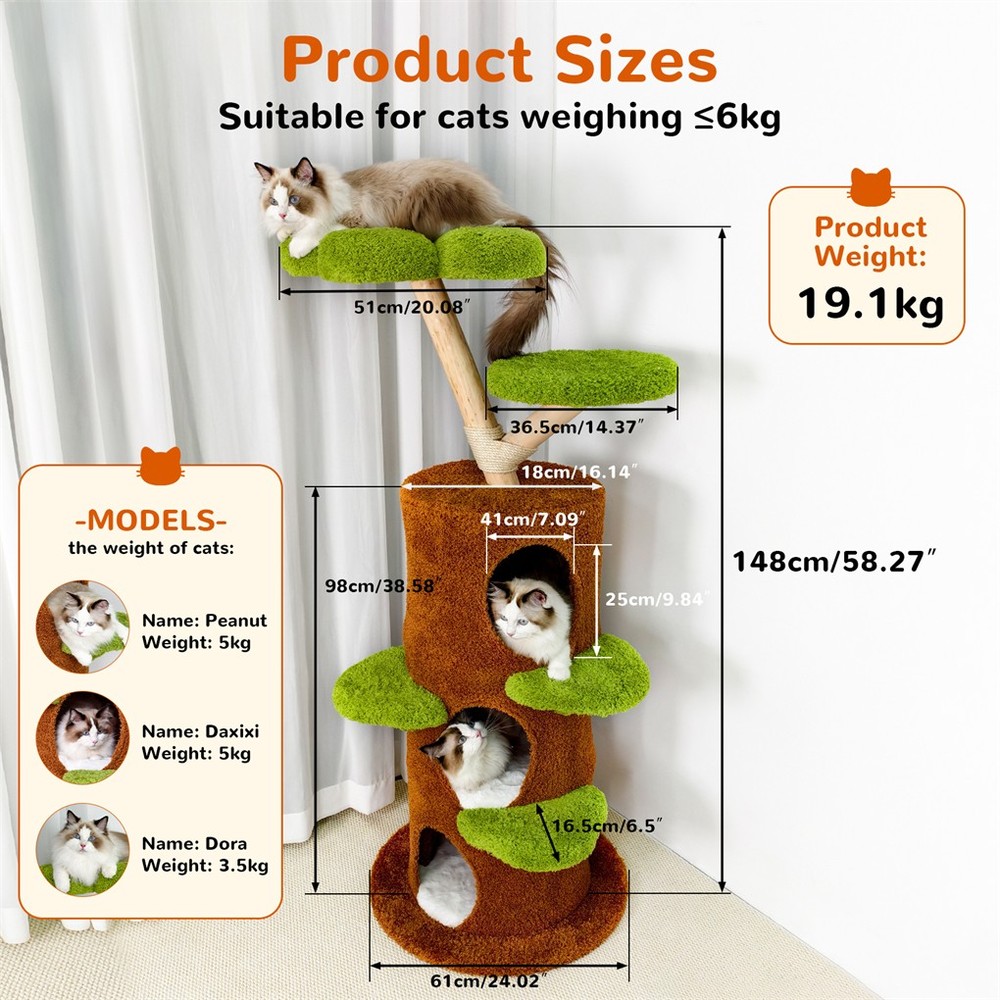 Multi-Level Indoor Cat Climbing Tree Flower Perch Plush Cave Cat Activity Tree