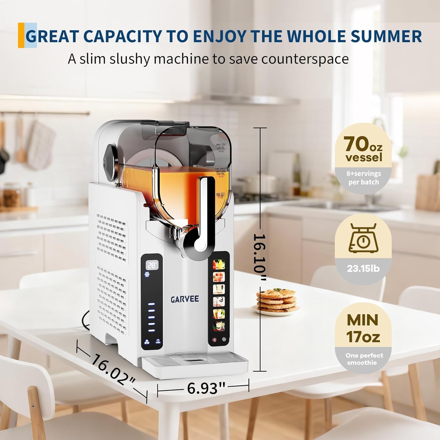 70 Oz Slushie Machine with LED Display & 6 Pre-Set Programs for Home